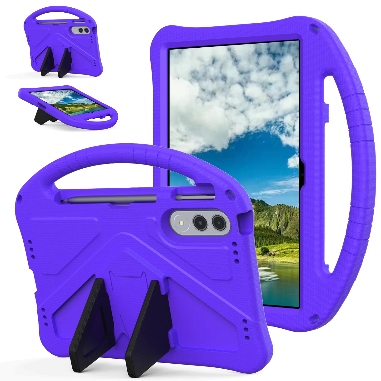 Kids Cartoon EVA Tablet Case with Anti-Slip Grip and Built-in Kickstand