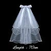 50cm 70cm Elegant White Bridal Veil With Hair Clip Simple Double Layer Wedding Veil White Pink Black Bow Bachelorette Party Veil 5
