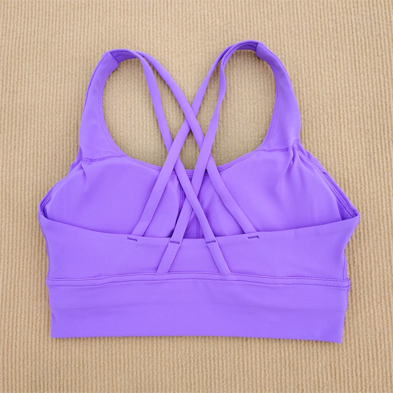 Yoga Bra Sports Underwear Gym Solid Color Bra Cross Shoulder Strap Beauty Back Fitness Sling Yoga Suit yoga bra