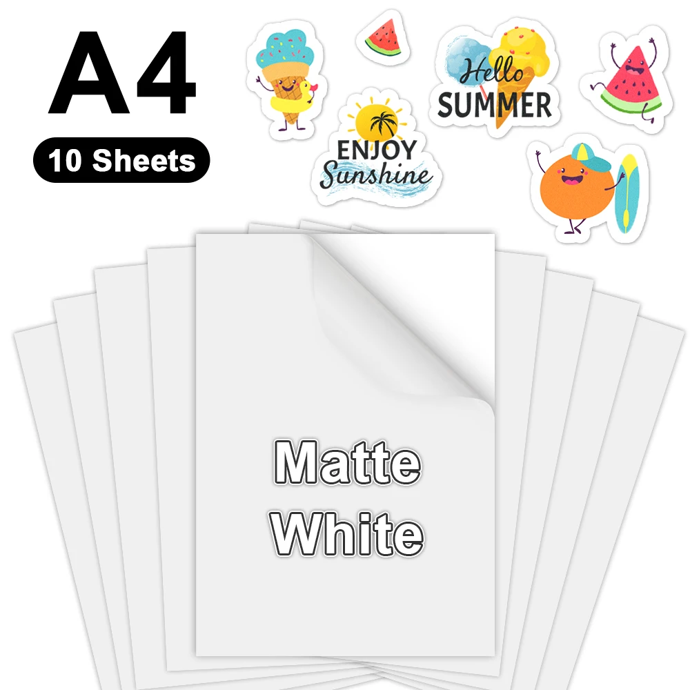 10 Sheets Silver Printable Vinyl Sticker Paper A4 Waterproof Adhesive Copy  paper DIY Transparent White Labels for Inkjet Printer - AliExpress