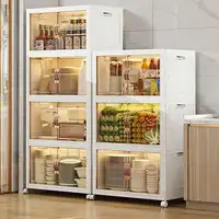 โมเดิร์น Multi-Layer Storage Rack ล้อพลาสติกตู้ครัว Home KITCHEN Sideboards พับห้องนอนตู้ 1