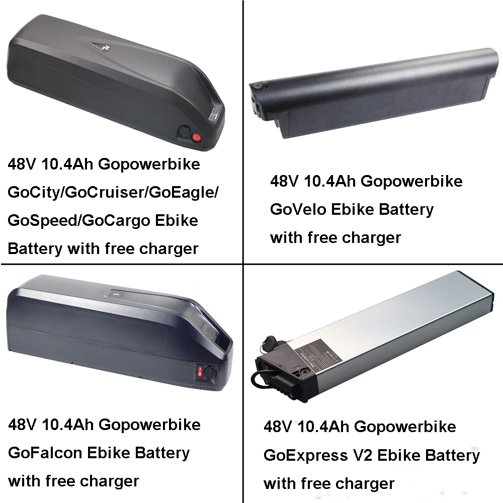 48V 10.4Ah E-Bike Lithium Battery for GoPowerBike GoCity GoCruiser GoEagle GoSpeed GoCargo GoVelo GoFalcon GoExpress V2 Ebike