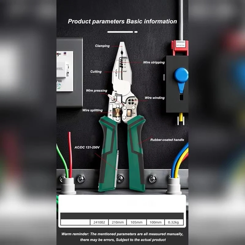 Wire Cutter Tool 10 In 1 Electrical Cable Stripper Plier Voltage Tester Scissors With Electricity Measurement Function - 4