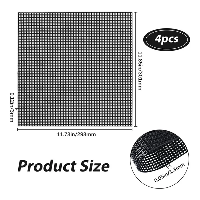 4PC Plastic Canvas Sheets 30X30cm Square Mesh Sheets Black Plastic Needlepoint For Embroidery Crafting Yarn Knit Crochet