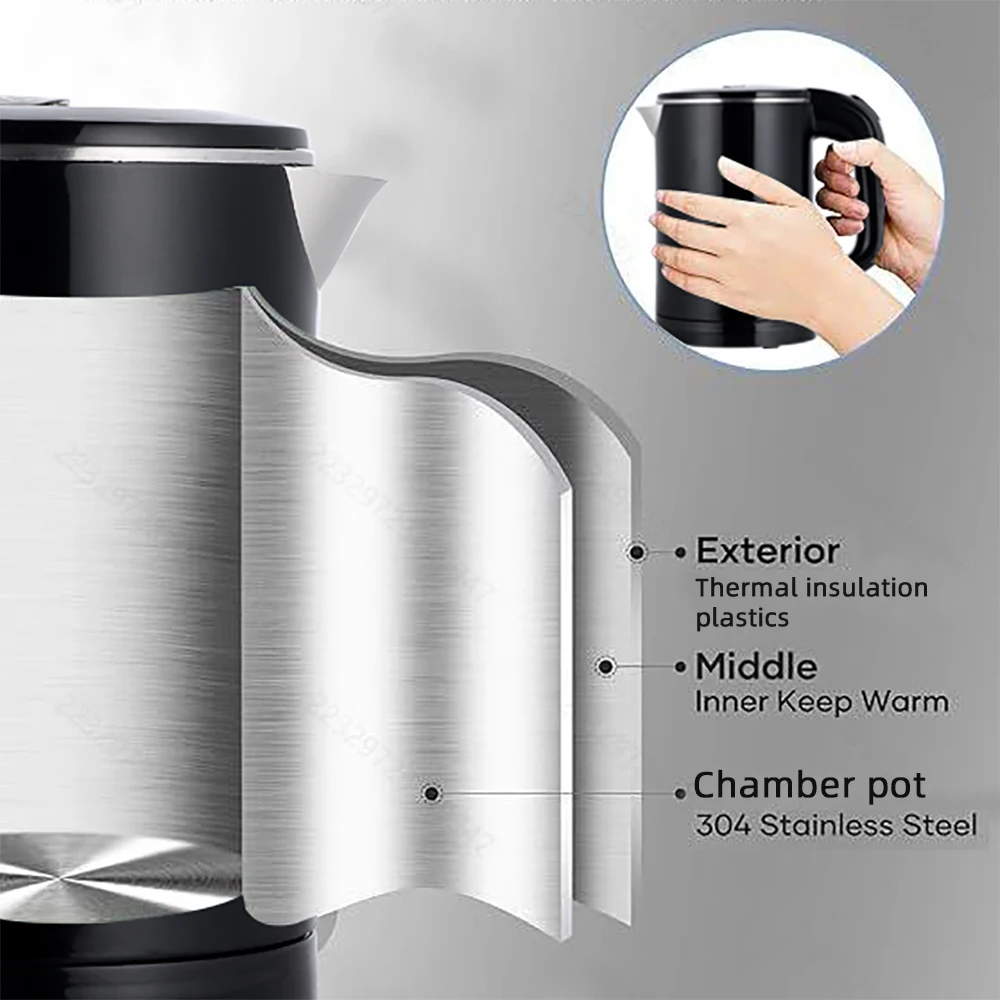 0.6L Travel Portable Electric Kettle 800W Energy Saving 304 stainless steel Mini Electric Tea Kettle Hot Water Pot 4