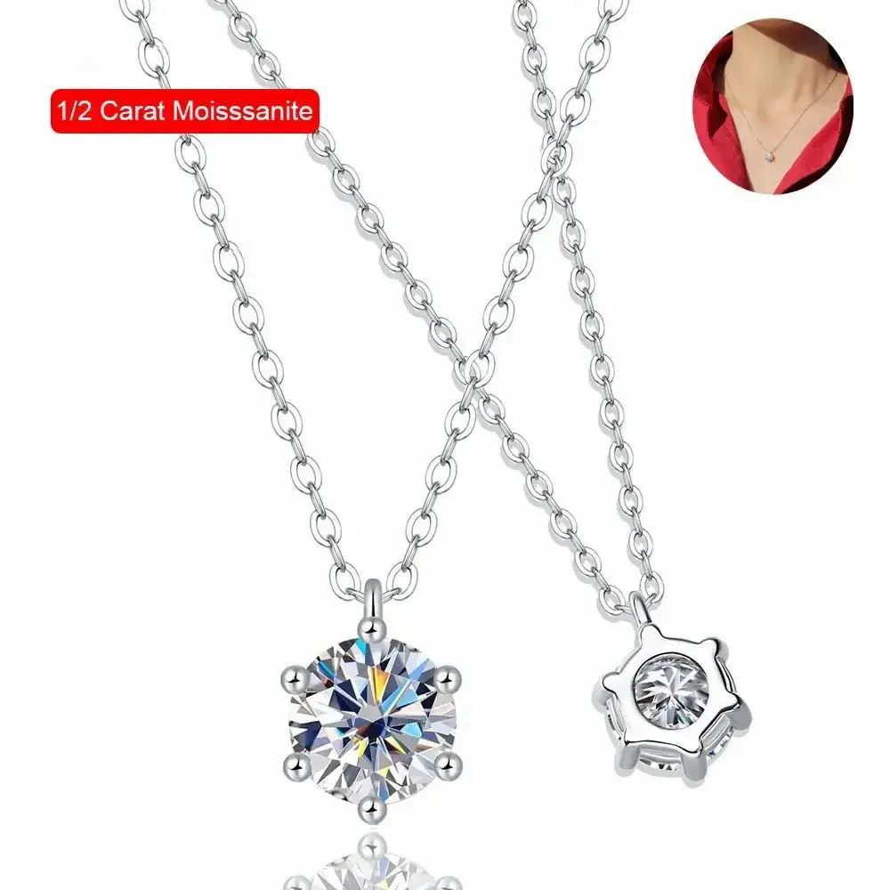 

Real D Color 1 Carat Moissanite Pendant Necklace GRA Certificate for Women Wedding Bridal 100% S925 Sterling Silver Fine Jewelry