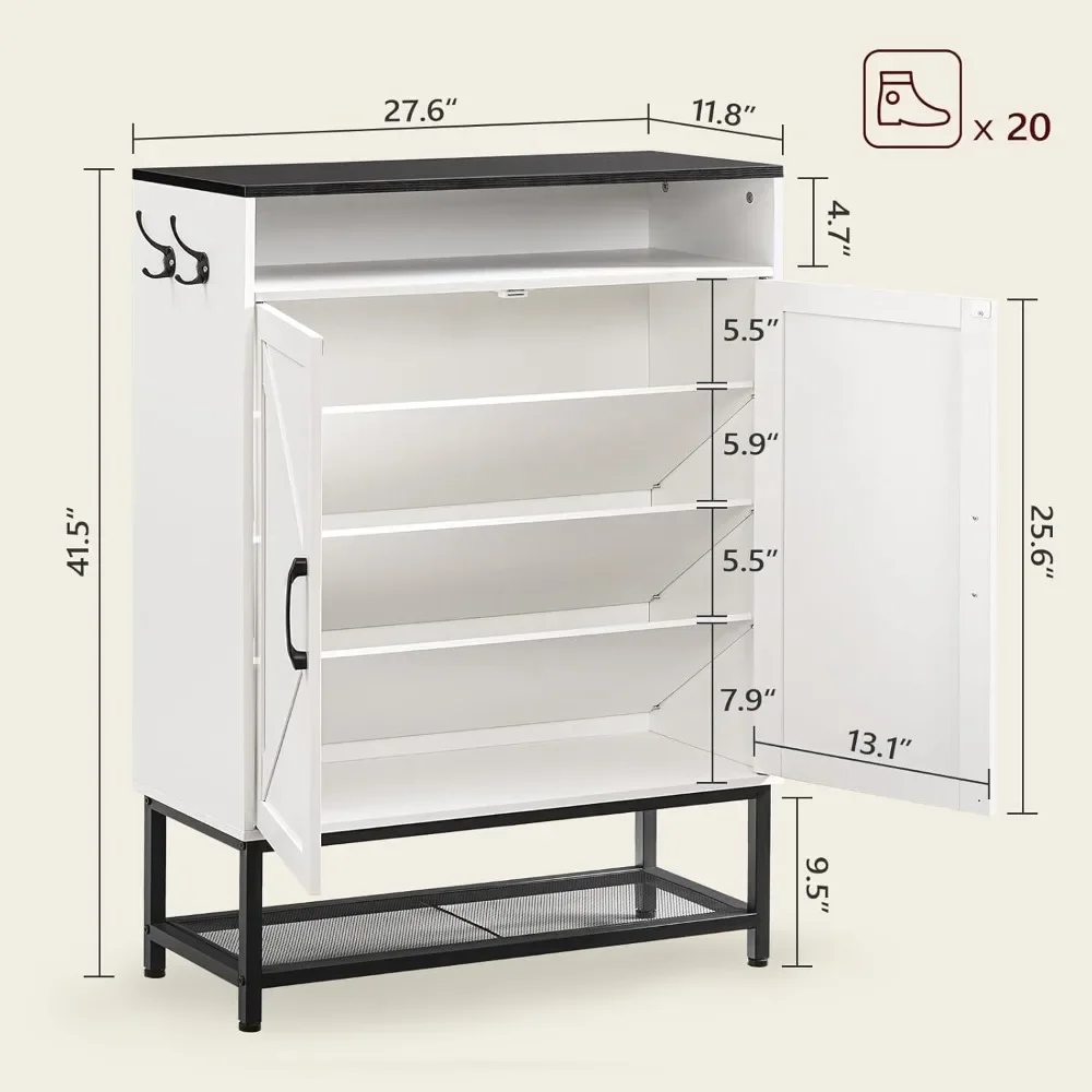 Shoe Storage Cabinet, Farmhouse Shoe Cabinet for Entryway, 6-Tier  Organizer, Narrow Hidden Freestanding Shoe Rack Cabinet 2