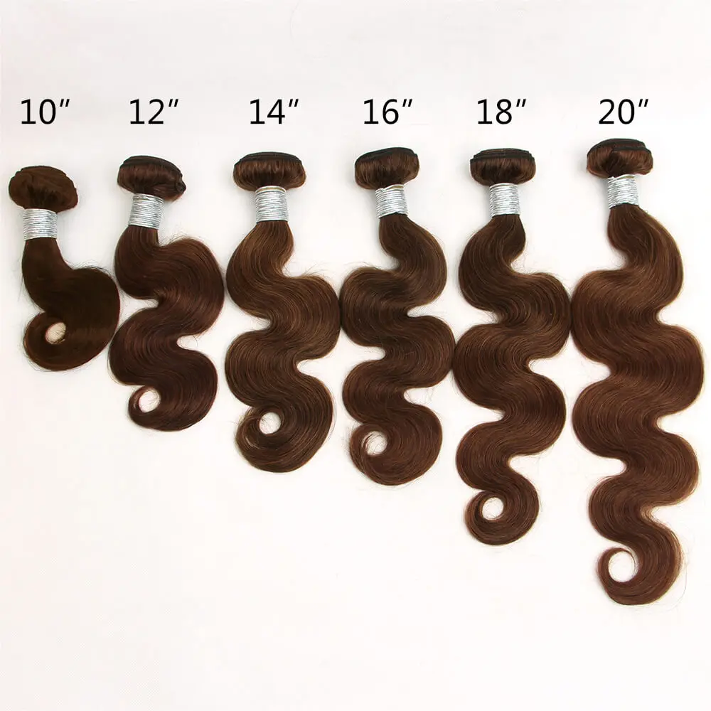Human Hair Bundles 10-32" Chestnut Colored Body Wave Hair Weave Bundle 1/3 PCS Human Hair Weaving #4 Chocolate Brown Remy Extensions For Women