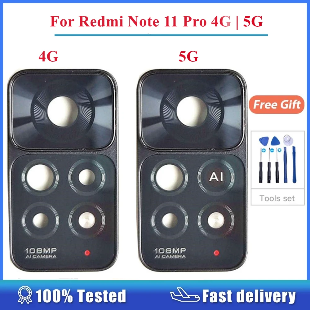 

KAT For Xiaomi Redmi Note 11 Pro 4G 5G Rear Camera Frame Cover Glass Back Camera Lens Replacement Parts