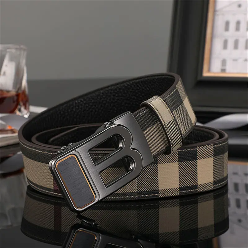 High Quality Leather Belt Men Luxury Brand Designer fashion Canvas Belts for Men Strap Male Metal Automatic Buckle Belt - Image 19