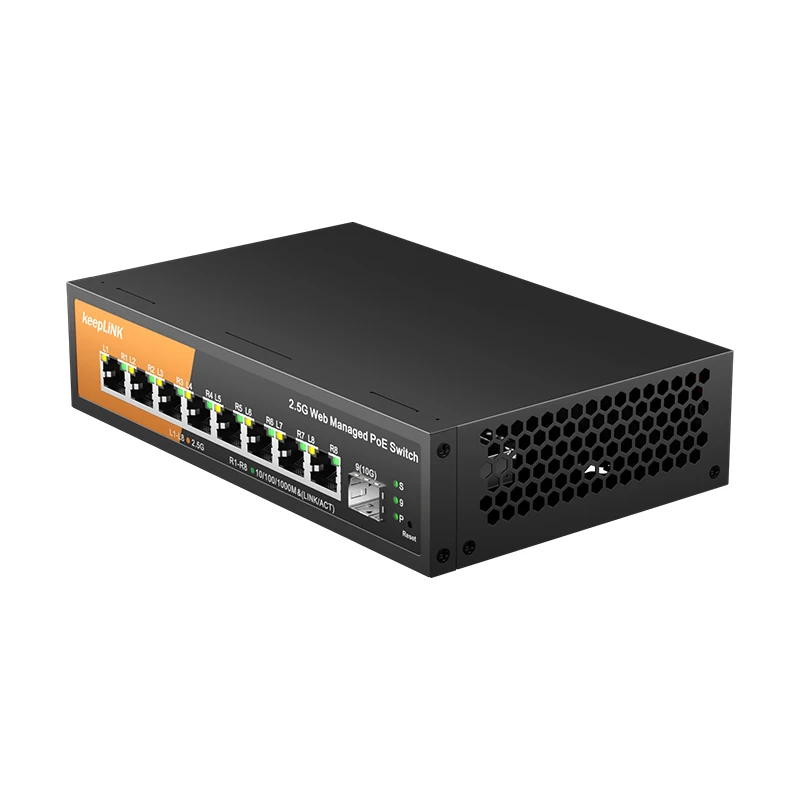 KP-9000-9XHPML-X 9-Port Multi-Gig Managed Switch with 8× 2.5Gb PoE+ ...