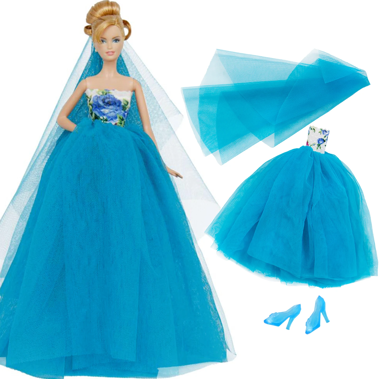 Doll Accessories Doll Clothes 1x Wedding Party Dress Lace Gown Evening Party Princess Skirt Veil Clothes For Barbie Doll Accessories Kids Toys