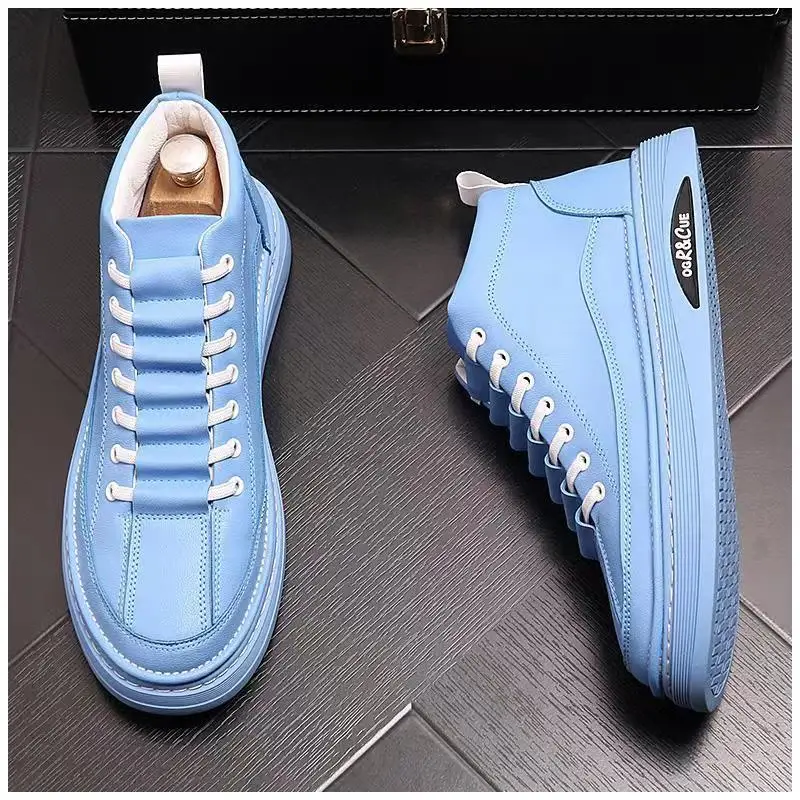 

New blue High collar boots Men Casual Shoes Hip Hop Sneakers Flats Board Shoes Loafers Outdoor boots Chaussure Homme