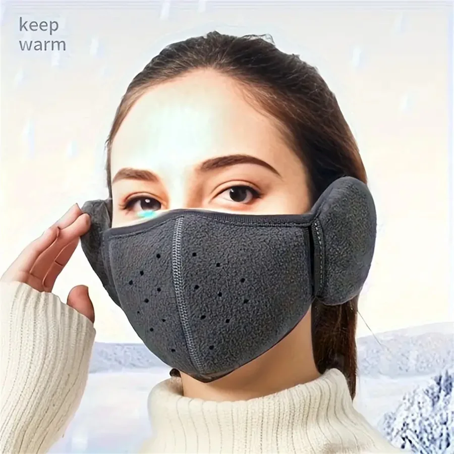 Paraorecchie Invernale In Pile, Mezza Maschera Per Sci E Ciclismo, Nero, Unisex