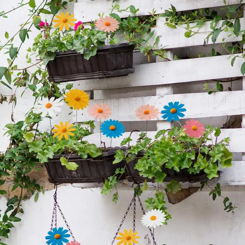 Daisy Garden Flowers Daisy Flower Garden Stakes 10pcs Yard Decor Stakes Flower Stick D&eacute;cor Simple Installation For Yard Lawn