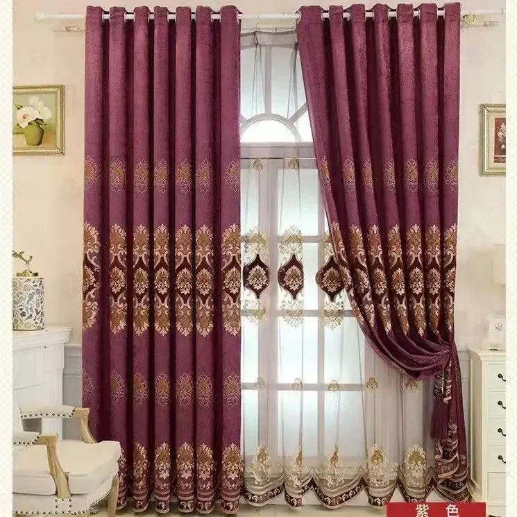 

21476-STB-Embroidered Voile Curtains For Bedroom Window Screening Tulle Window For Living Room Sheer