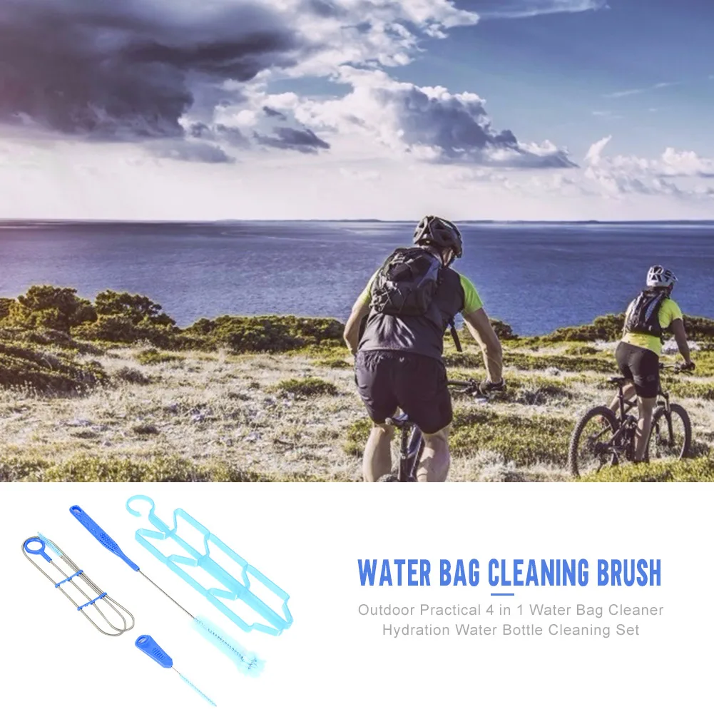 4Pcs Hydration Water Bladder Cleaning Kit Multifunction Water Bladder Tube Brush Water Bag Cleaning Brush Kit for Water Tank