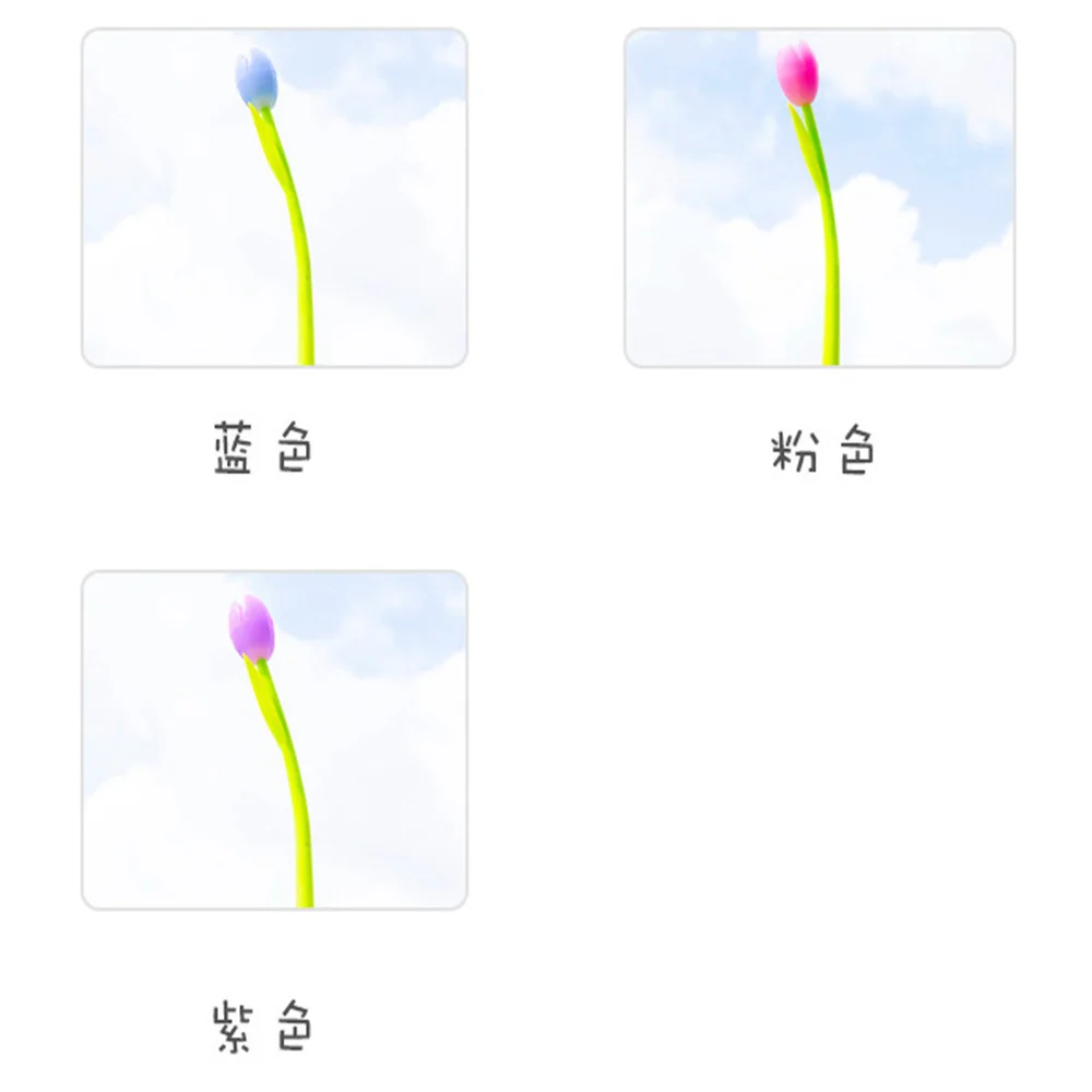 밝은 색상의 튤립 실리콘 젤 펜, 작고 상큼하고 귀여운 학생 필기 서명 펜, 사무용품, 3 개, 10 개
