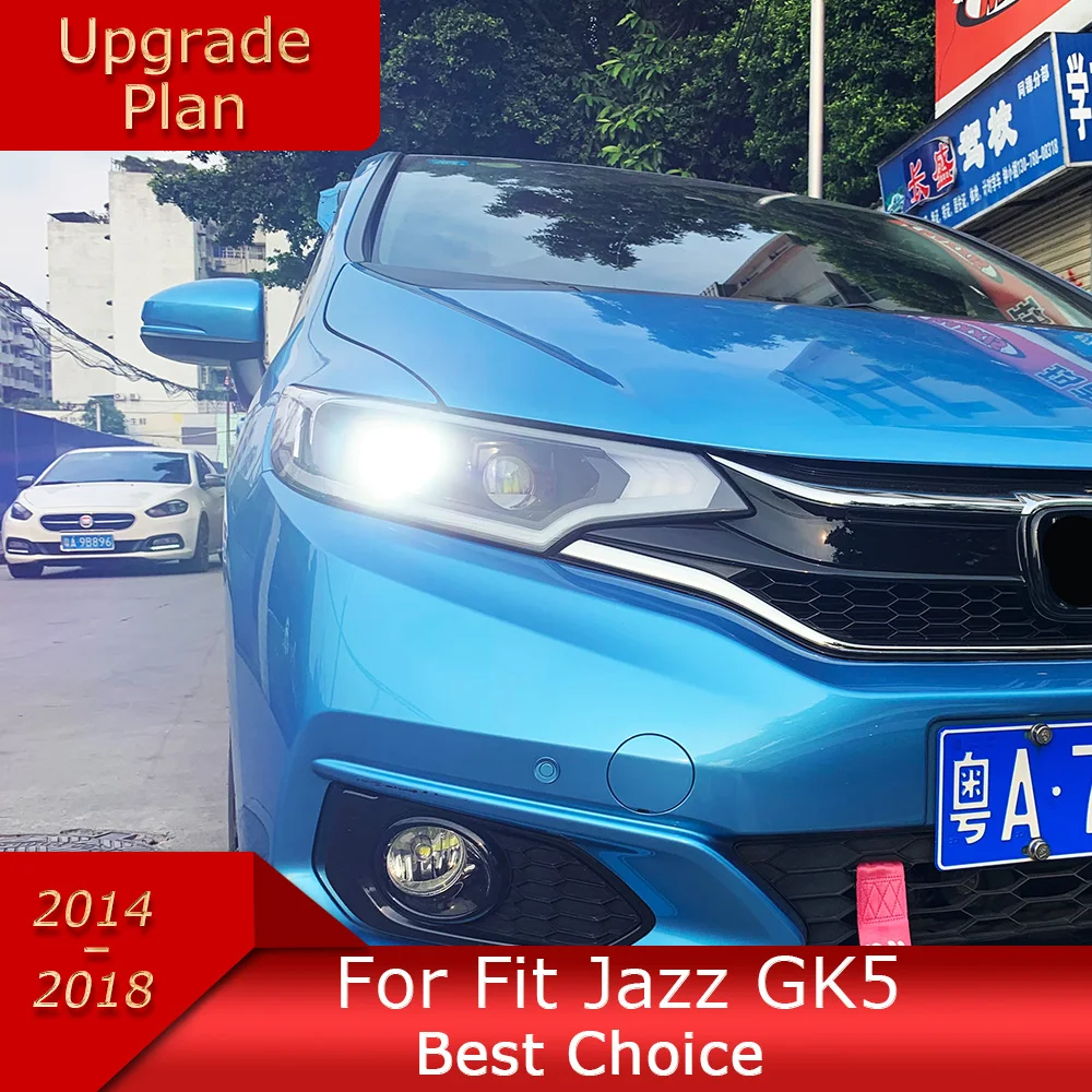 

Car Lights for Jazz Fit 2014-2018 GK5 LED Auto Headlight Assembly Upgrade Blink Signal Lamp Bifocal Lens Tool Accessories Kit