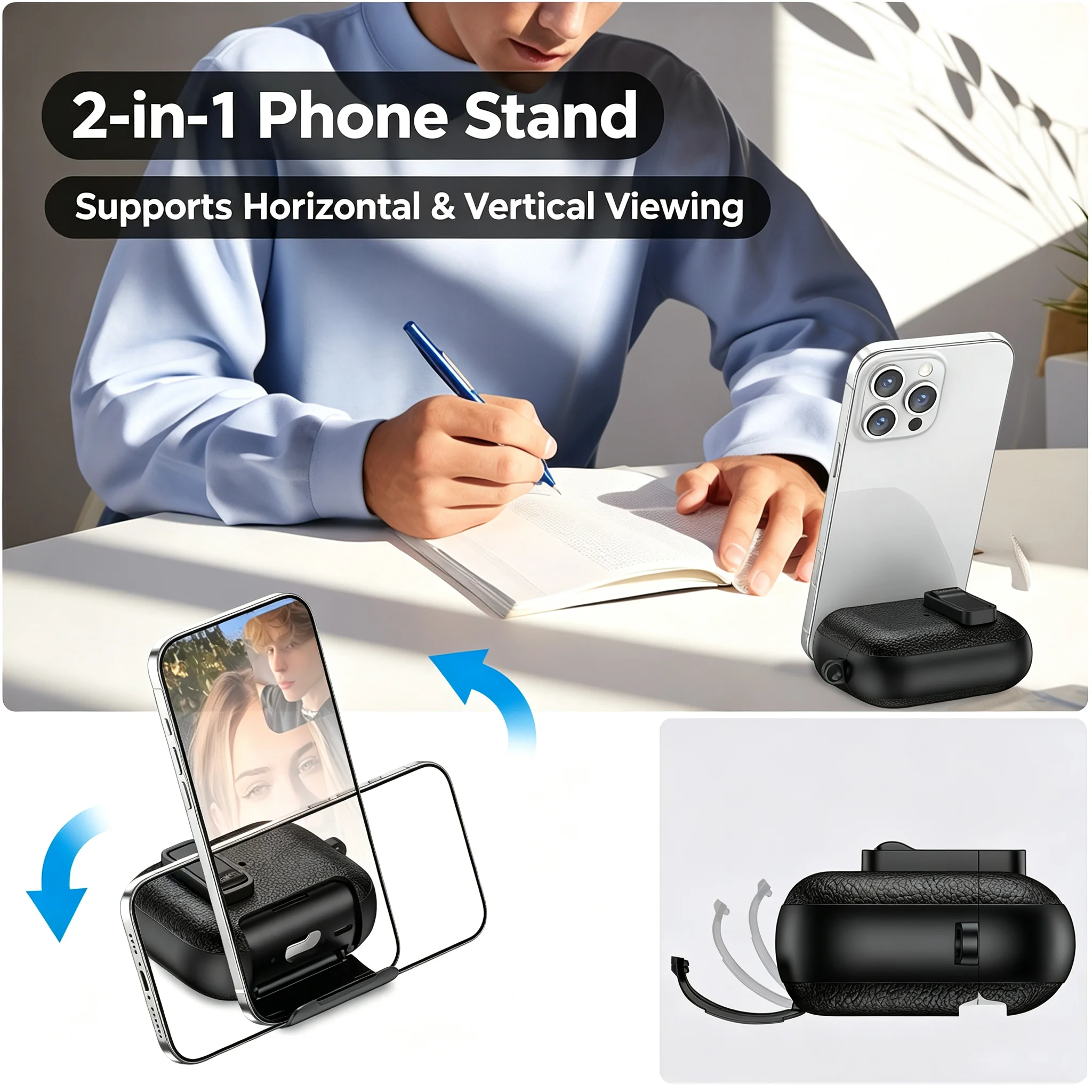 Deluxe AirPods Protective Case with Anti-Lost Lock & Phone Stand, Includes Free Cleaning Tool