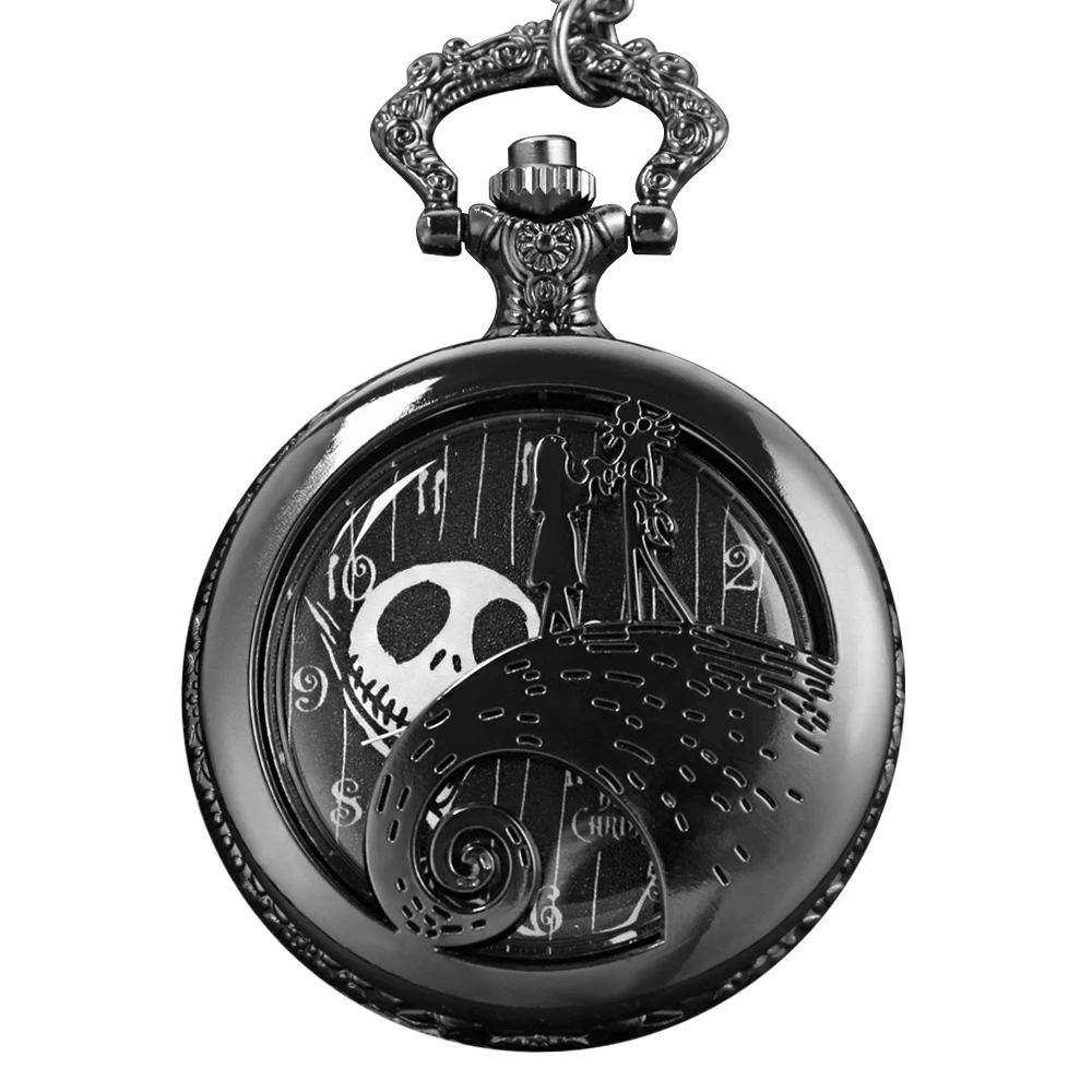 

Black Holiday Skull Pumpkin Head with Chain Quartz Pocket Watch Vintage Steampunk Necklace Accessories Jewelry Necklace Gift