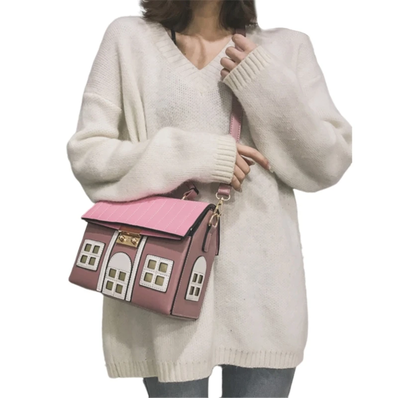 House Shaped Shoulder Bag for Women PU Leather Handbag Crossbody Messengers Bag