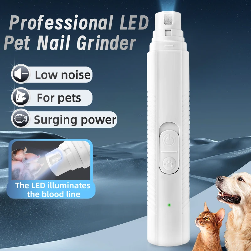 Electric Dog Nail Clippers Quiet Emery Nail Grinder Rechargeable USB Charging Pet Paws Grooming Trimmer Tools Dog Supplies