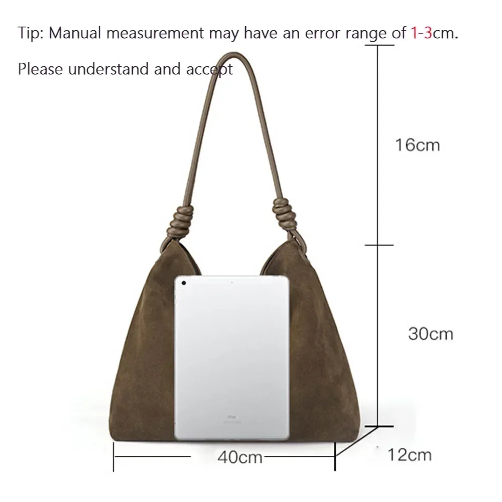 MS Autumn New Trend Cow Leather Woman Handbag Luxury Thick Suede Leather Underarm Shoulder Casual Tote Lady Soft Bucket 2023