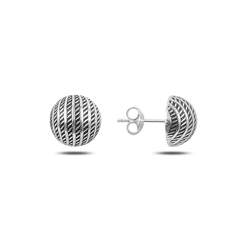 

Silver 925 Set 10mm Patterned Half Ball Earrings