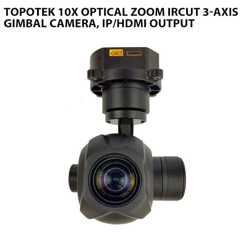 Topotek IRCUT 3 축 짐벌 카메라, IP HDMI 출력, 10 배 광학 줌