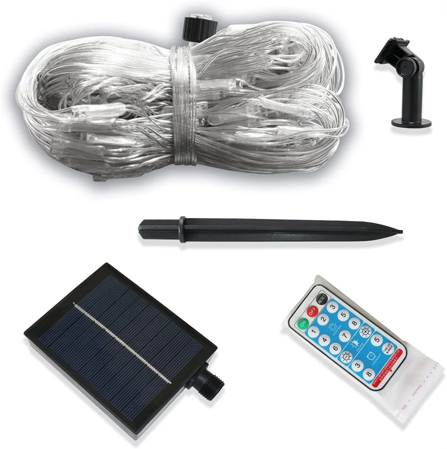 thumbnail image 1 of Luces de red LED de 6 x 4 m y 220 V para exteriores, red solar de malla para envolver árboles, cadena de luces solares para ventanas, paredes, jardines, vallas, decoración, 1 of 5