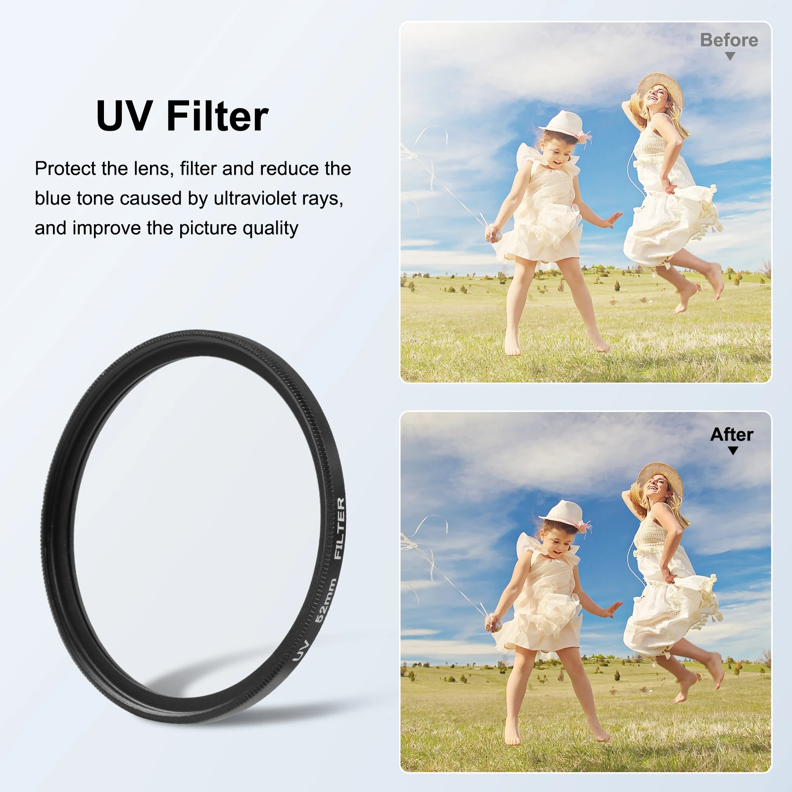 PULUZ 52mm UV Lens Filter Adapter Ring with Lens Cover For Insta360 Ace Pro