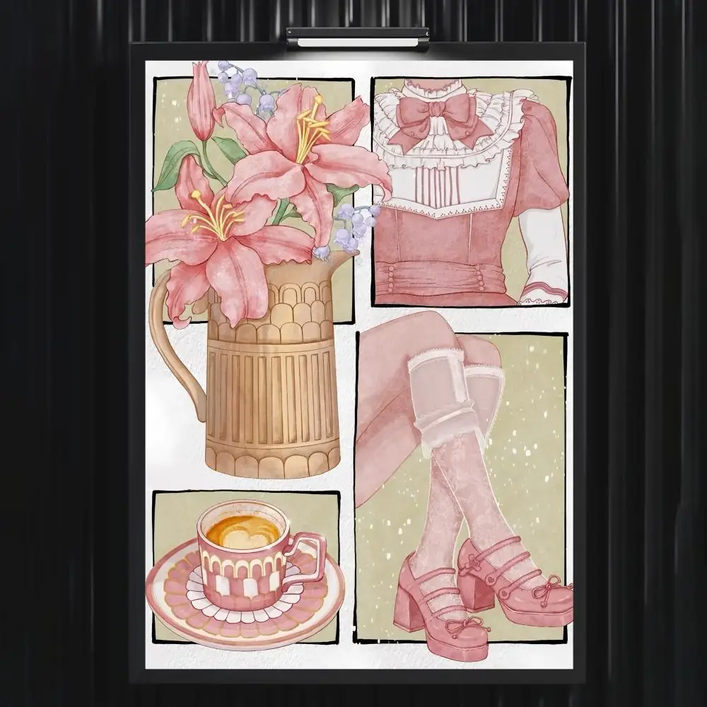 Literary Attire Girl Ins Poster für Zuhause, Wohnzimmer, Schlafzimmer, Bar, Flur, klebrige Wandkunst, Druck, wasserfest, ästhetische Dekoration – Detail 9