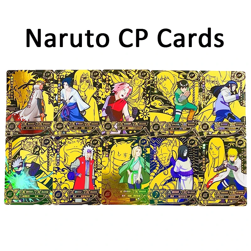 

001-010 Naruto CP Cards Jiraiya Tsunade Orochimaru Black Gold Card Rare Trading Cards Anime Collection Card for Children's Gifts