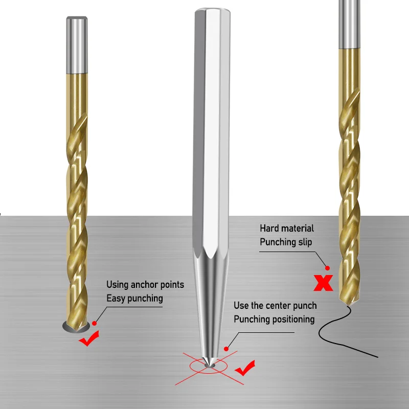 Octagonal Center Punch Locator Fitter Chisel Metal Drilling Mark Cone Punch High Hardness 1PC