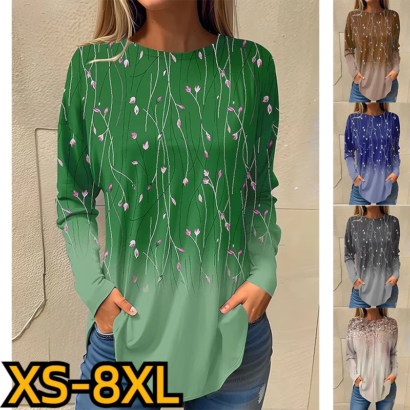 

Женский винтажный пуловер с длинным рукавом и круглым вырезом