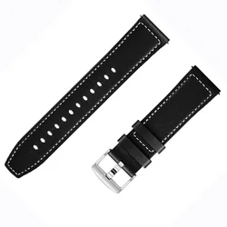 Premium Leather Strap 22mm for Sport Smartwatch - Elegant Band for All Occasions (Black 2)