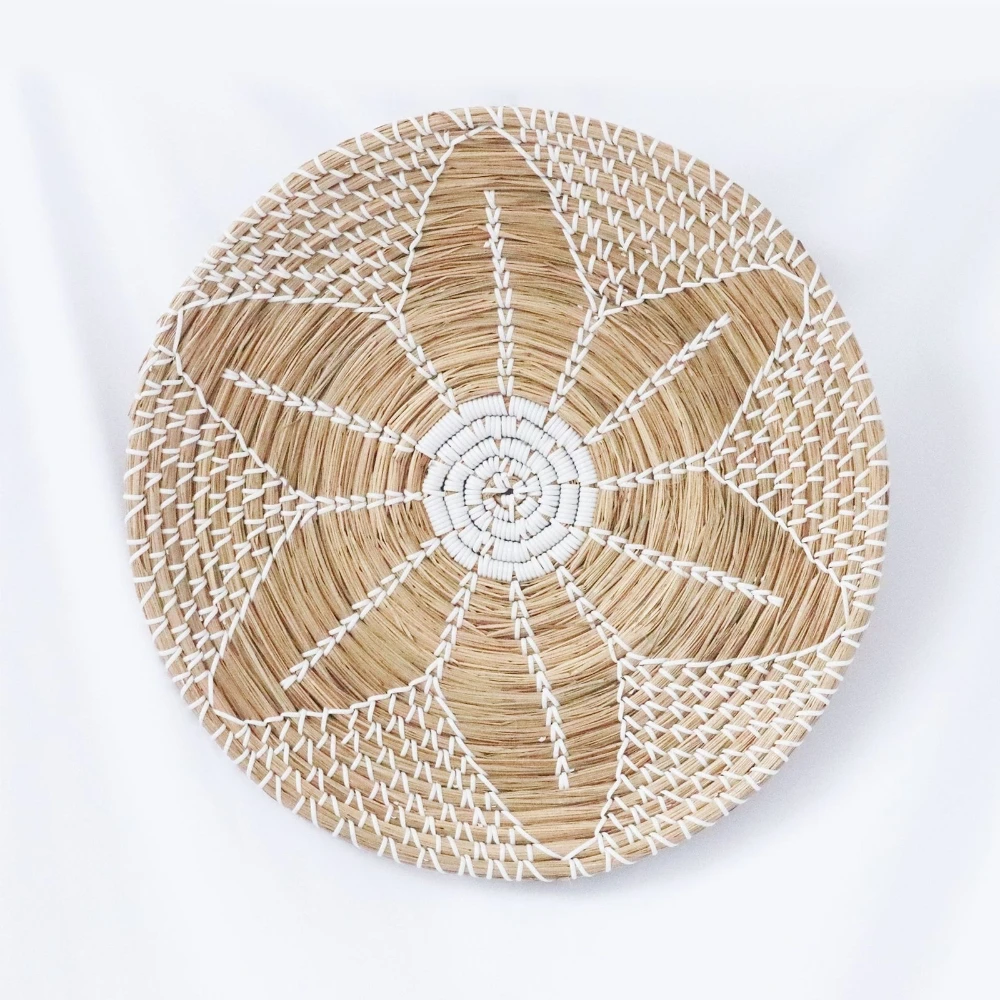 Woven Wall Basket Plate Disks Boho Hanging Wall Decor Natural Handmade Home Art Bowls for Home Living Room Bedroom Decor 6