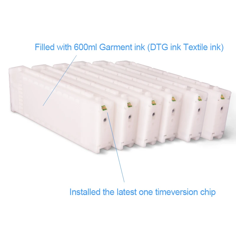 Printer supplies ink cartridge inkjet ink cartridge For Epson SureColor F2000 F2100 F2150 F2160 T7251-T7254 T725A T7251 Compatible Ink Cartridge Filled With DTG Ink 600ML/PC