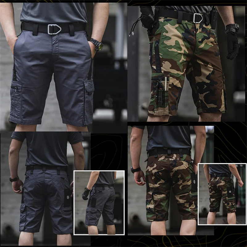 Summer Men Shorts Tactical Pants Casual Keee Length Beach Trousers Waterproof Military Tactic Cargo Shorts Male Outdoor Hiking