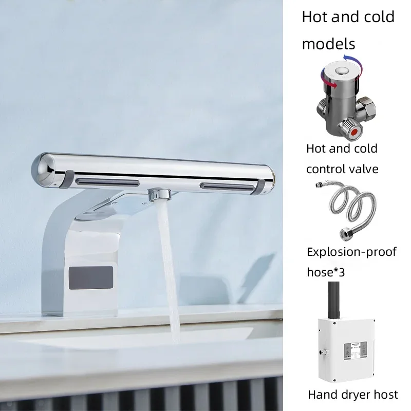 Air tap hand dryer 2 in 1 automatic brass high speed jet hand dryers commercial for toilet with HEPA filter A3871