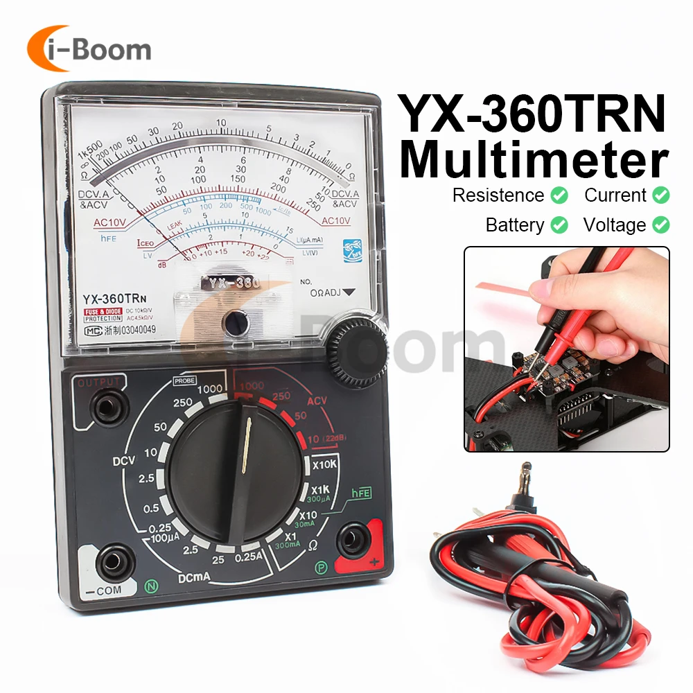 

YX-360 TRN Pointer Multimeter Electrical Voltage Current Tester Resistance Meter with Test Lead high sensitivity