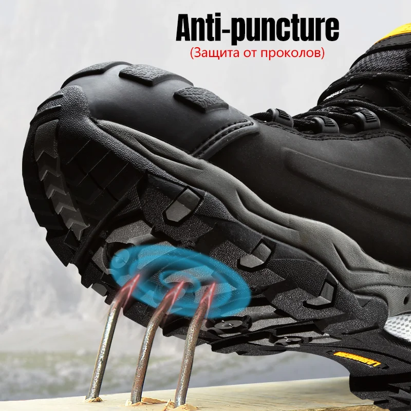 Safety Shoes Safety Boots Anti-static Waterproof Steel Toe Genuine Leather Punctureproof Construction