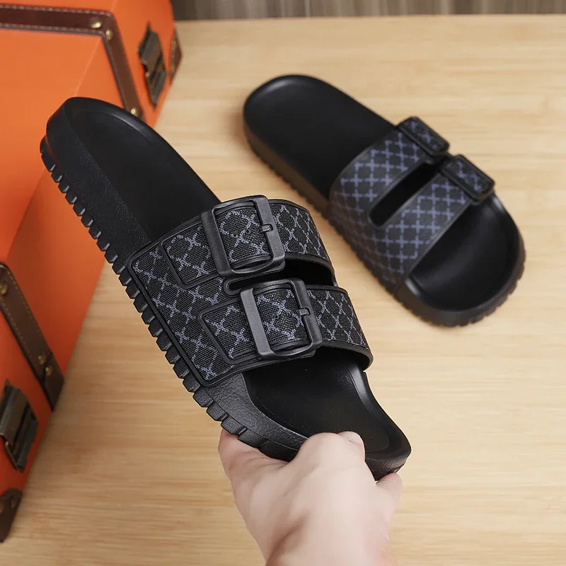 Men's Genuine Leather Sandals Soft Slippers Summer Slippers Anti Slip Sandals Men Shoes Comfortable Man Sandal House Slippers Man Summer Shoes Flip Flop Slides