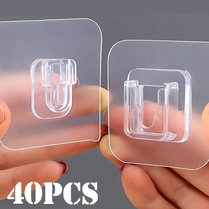 Multi Purpose Hooks Adhesive Wall Hook 40/2pcs Double-Sided Adhesive Wall Hooks