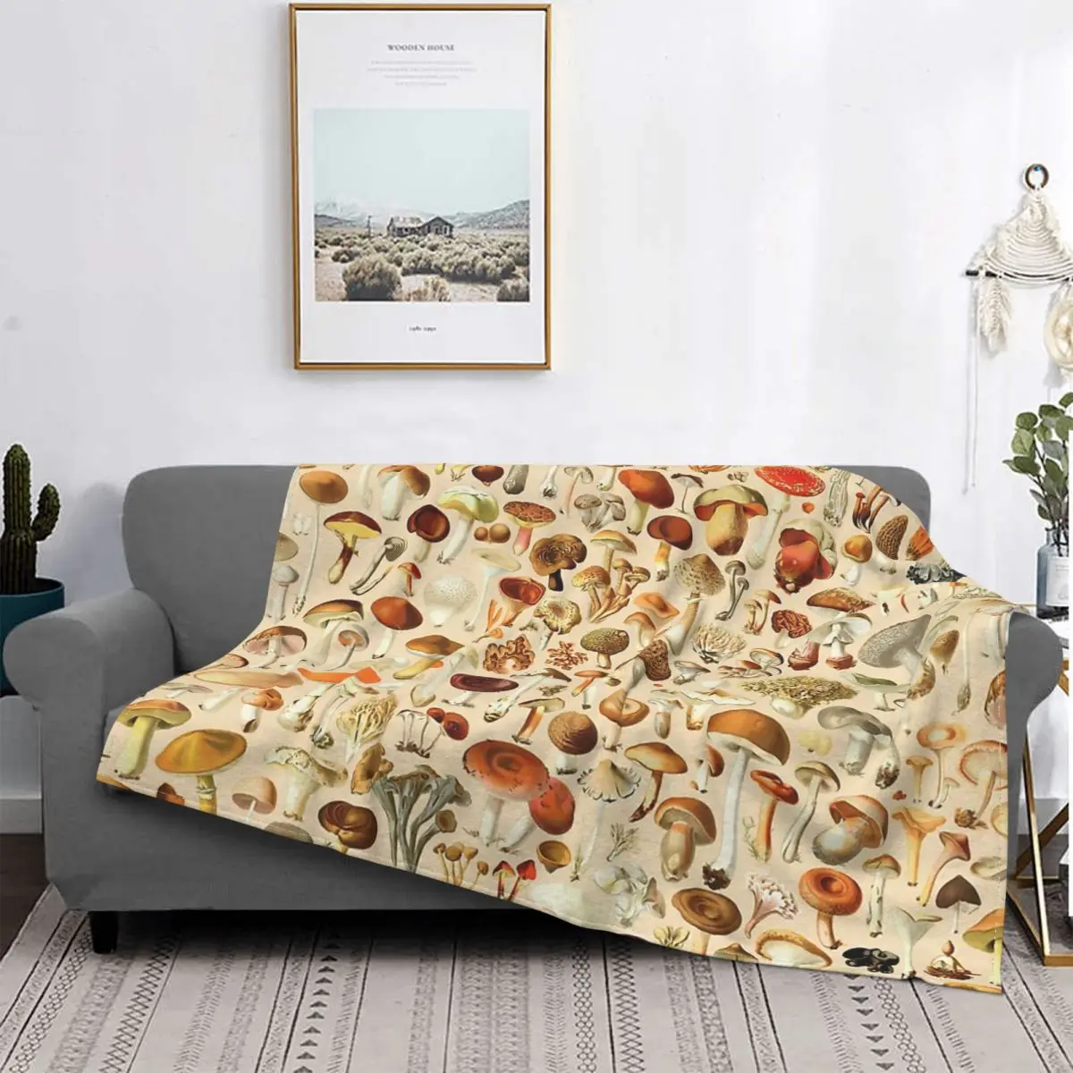 

Designs Collection Blanket Vintage Mushroom Flannel Spring Autumn Breathable Lightweight Throw Blankets For Sofa Rug Piece