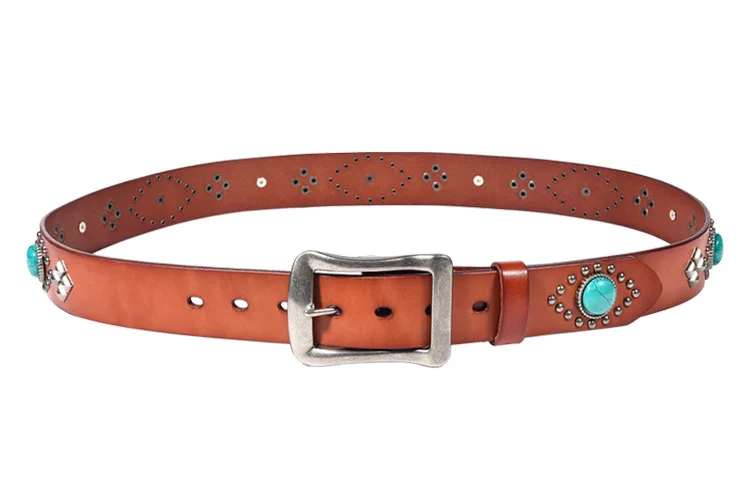High Quality Top Grain Genuine Leather Belt for Men Brand Strap Male Pin Buckle Fancy Vintage Jeans Belt Cowboy Cintos