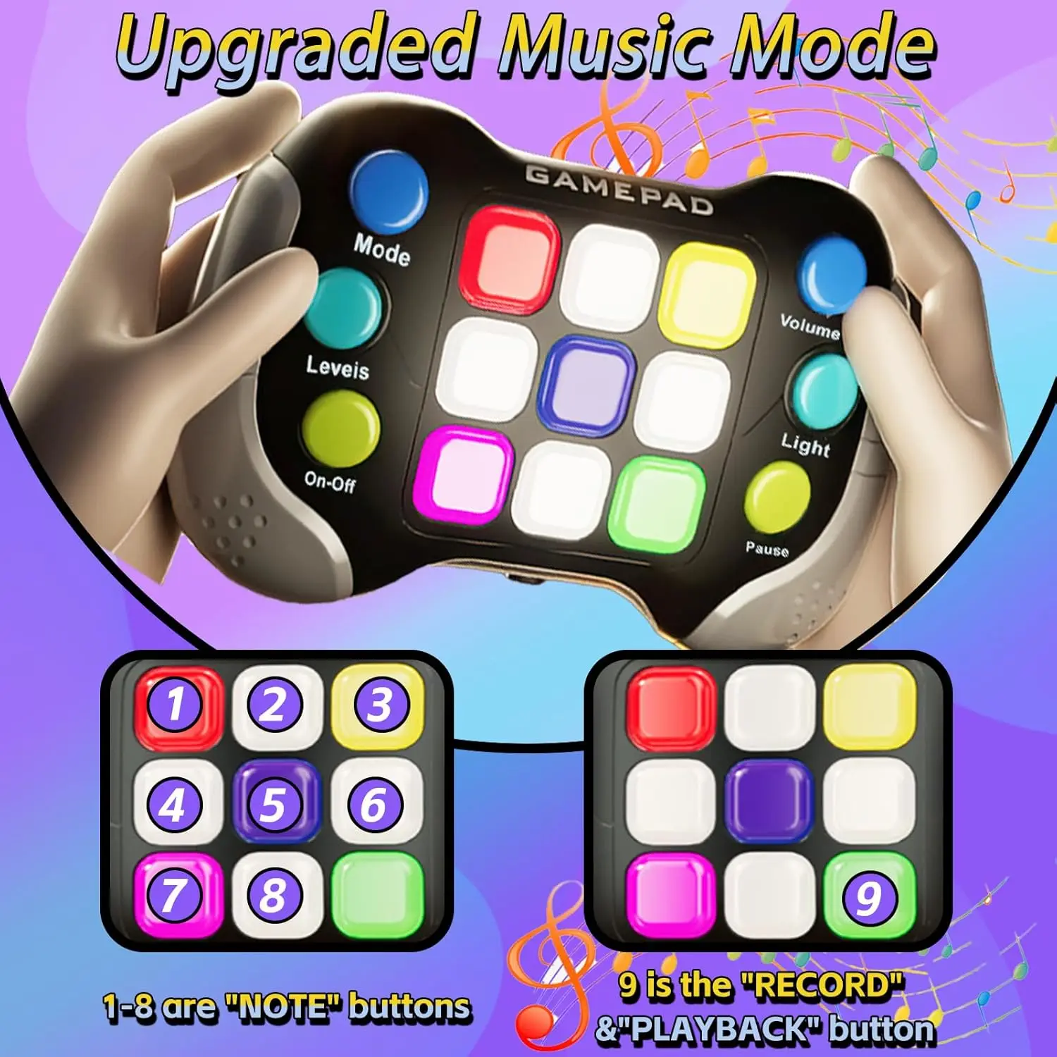 Flashing Fast Push Game Fidget Toys Handle Quick Press Games for Kids Electronic Game Console for Teens Christmas Birthday Gifts 4