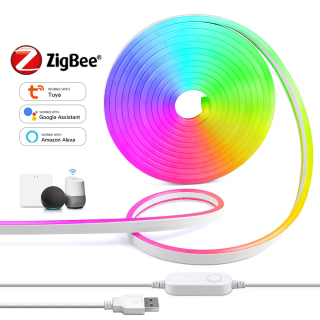 Zigbee Smart lamp Neon LED Strips for Tuya Smart Life RGB Light Outdoor Neon Led Lights USB for Bedroom luces led inteligentes
