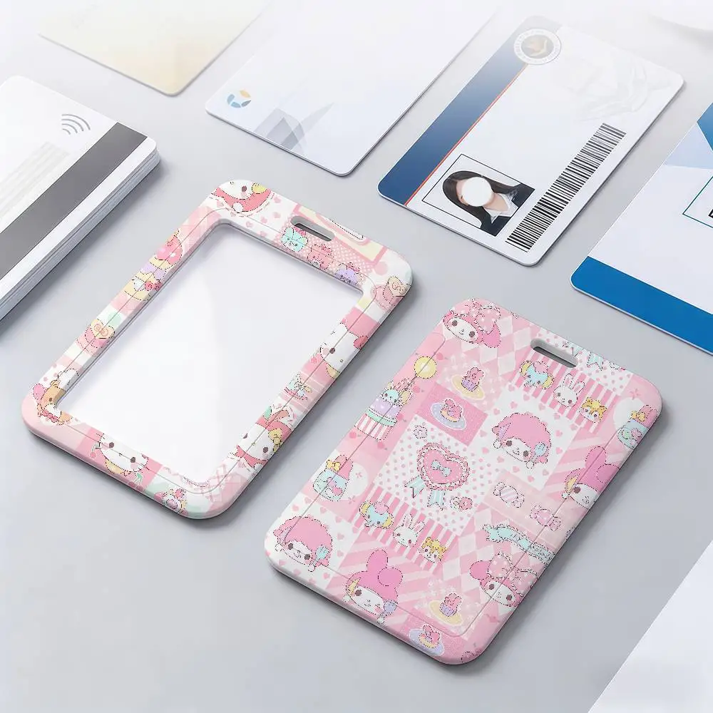 귀여운 핑크색 맥시멀리즘 버스 지하철 카드케이스 헬로키티 플라스틱 마이멜로디 워크홀더 학생 식사카드 커버 여성 남성용